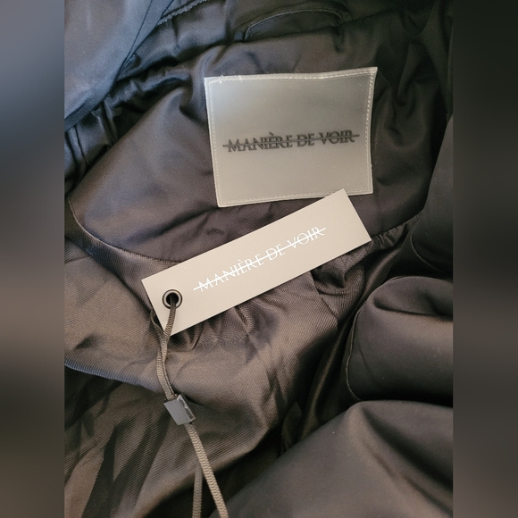 Maniere De Voir Black Puffer Jacket with Corset Detail - Picture 10 of 11